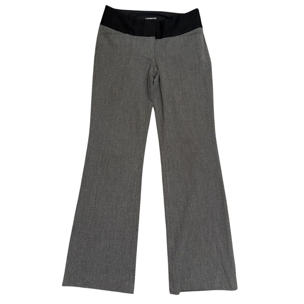 Express Editor Dress Pants Women's 2R Gray Black Career Stretch Bootcut Slacks